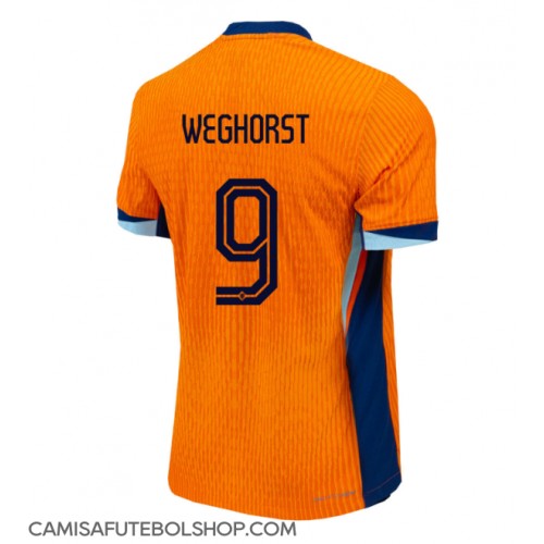 Camisa de time de futebol Holanda Wout Weghorst #9 Replicas 1º Equipamento Europeu 2024 Manga Curta